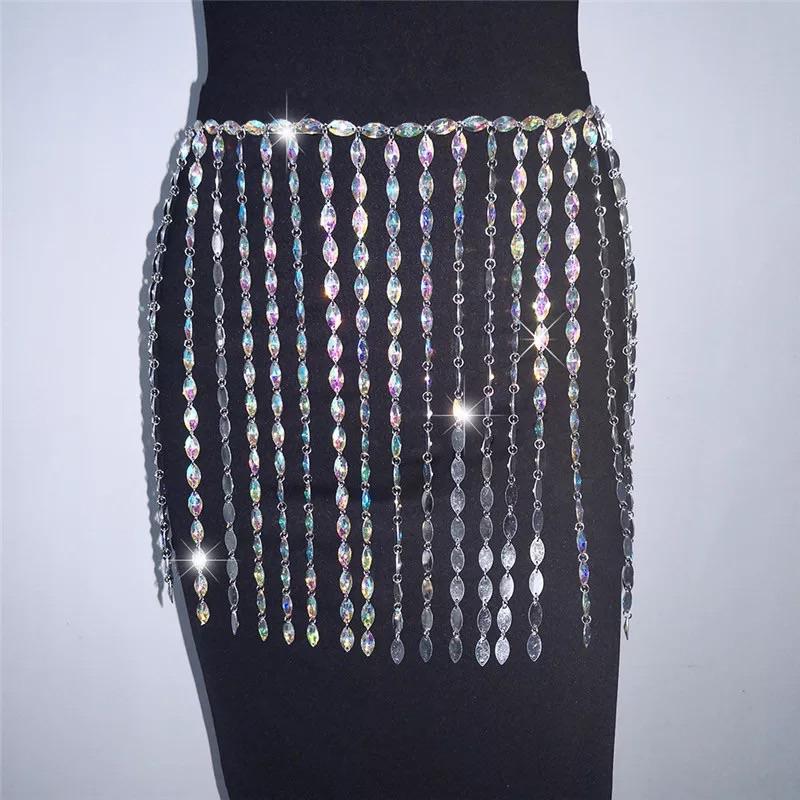 Rhinestone Diamond Tassel Skirt
