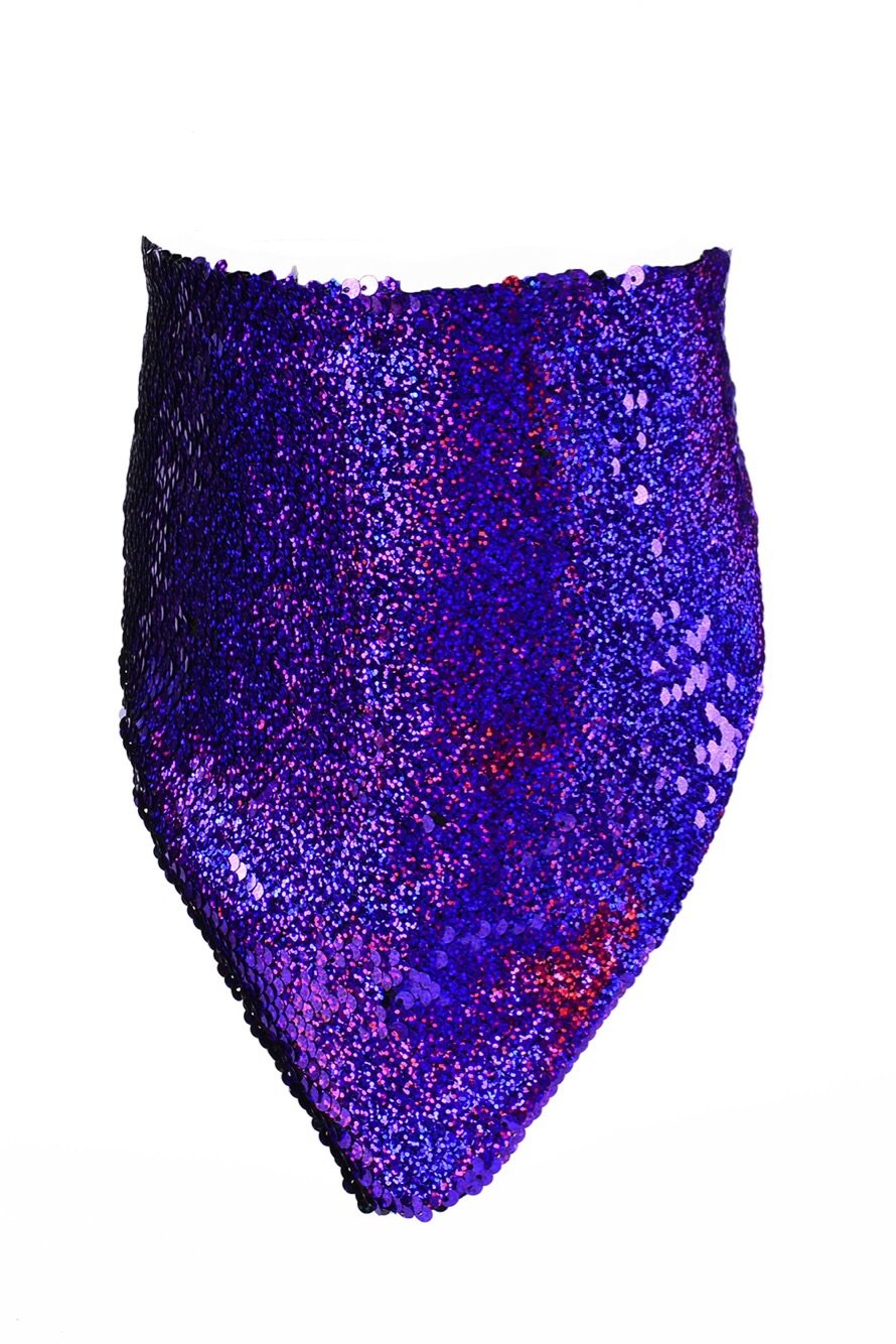 Sequin Bandana & Face Mask - Violet/Black Hologram