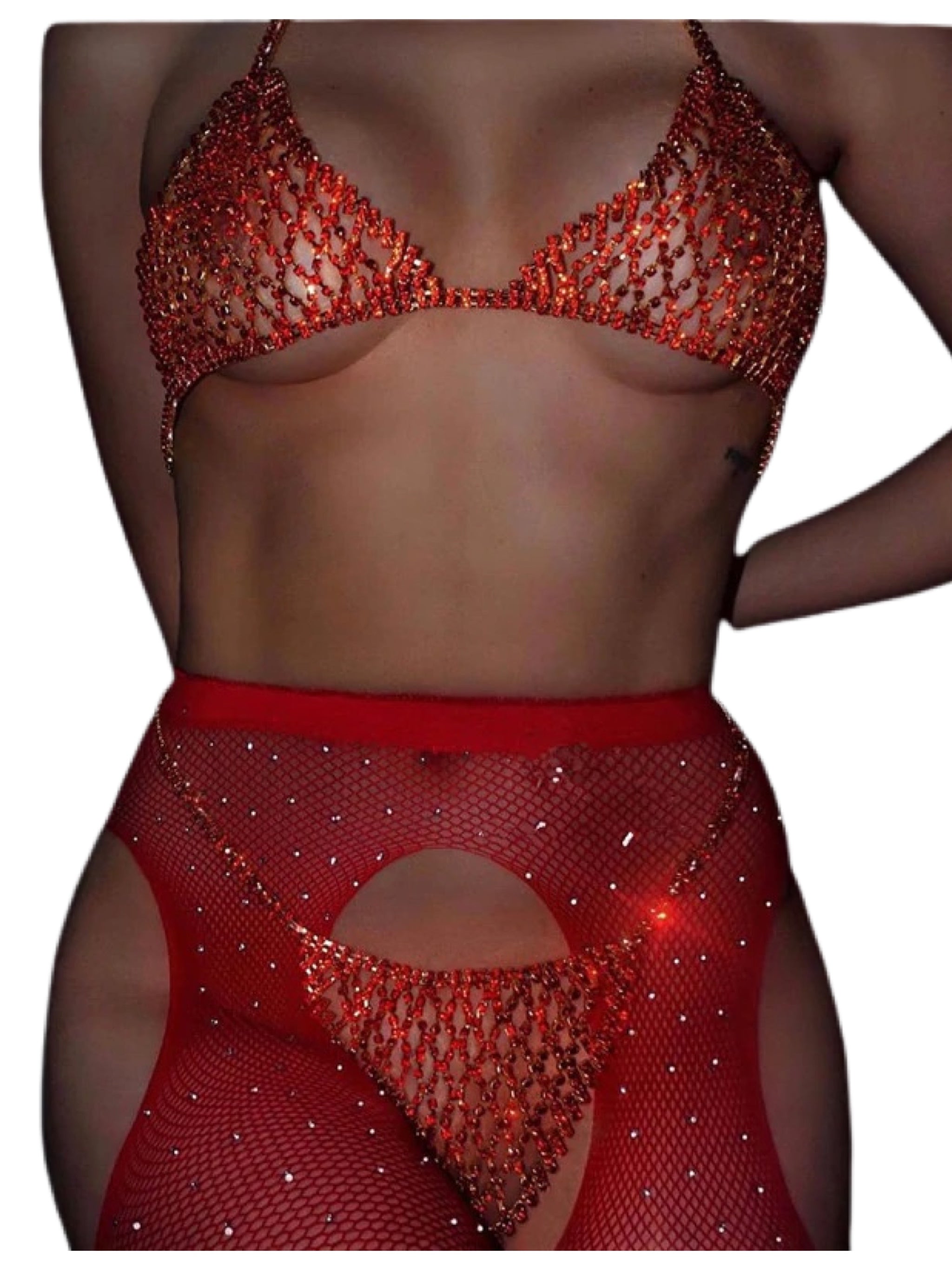 Ruby Rhinestone Goddess Body Jewelry Set
