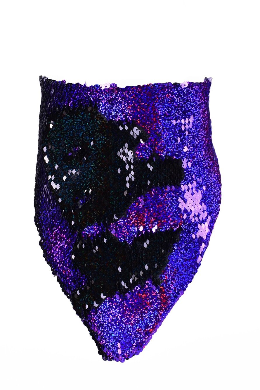 Sequin Bandana & Face Mask - Violet/Black Hologram