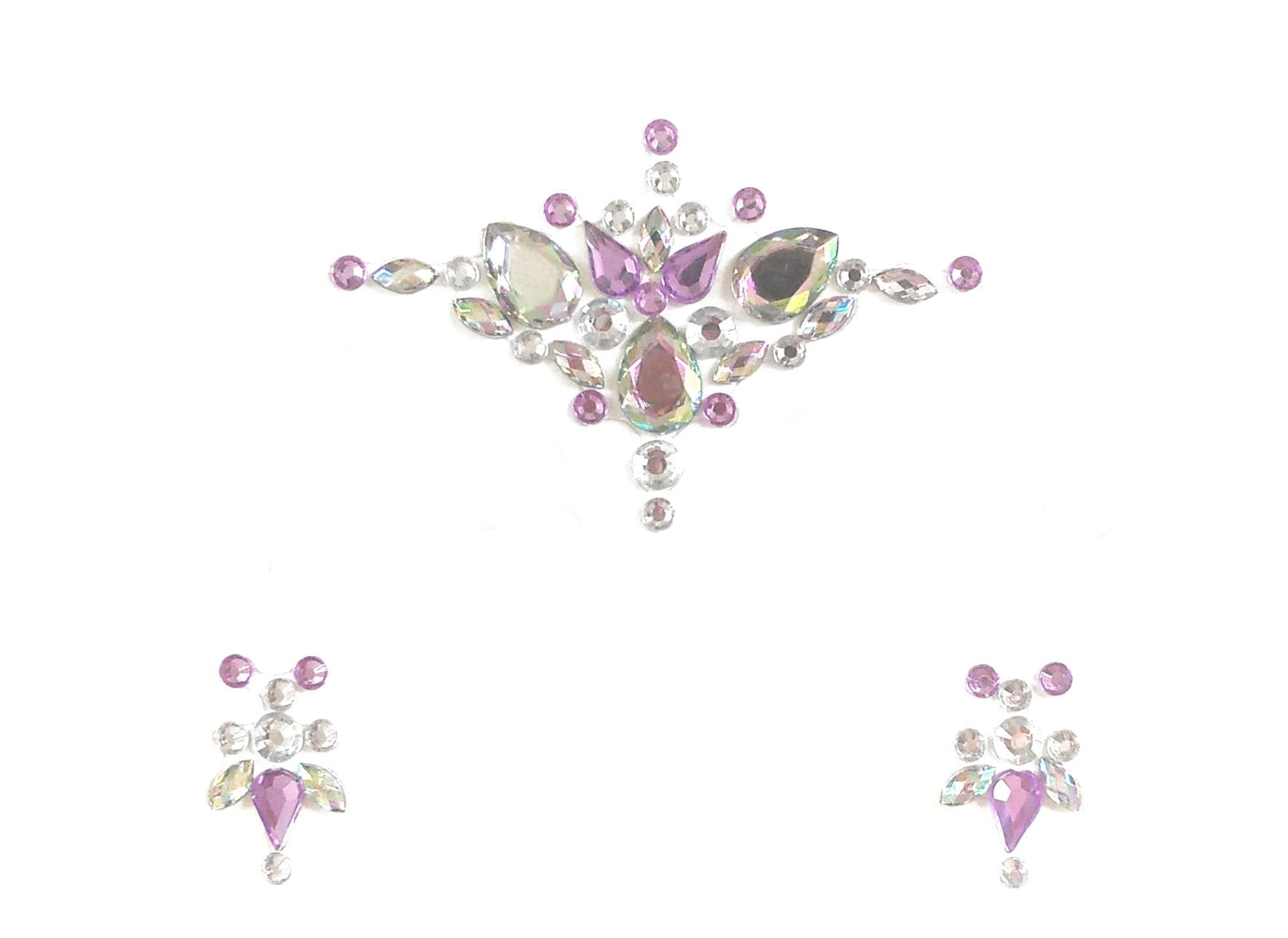 Cotton Purple Rhinestone Crystal Face Jewels