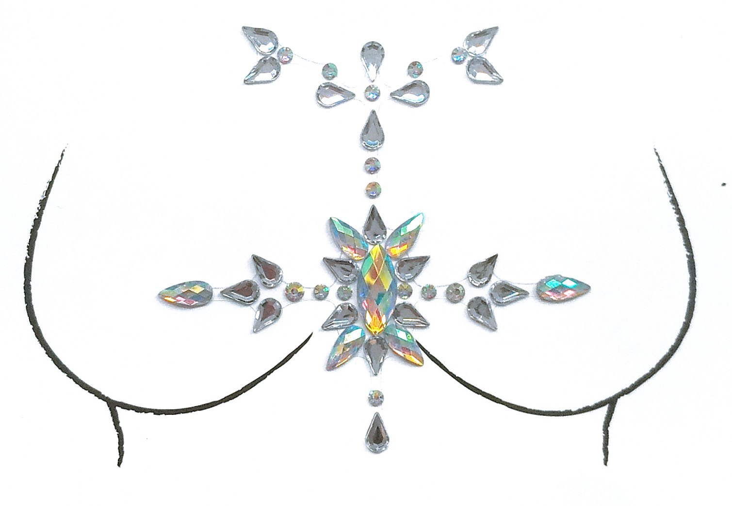 Hippie Rhinestone Crystal Body Jewels, Chest Jewels